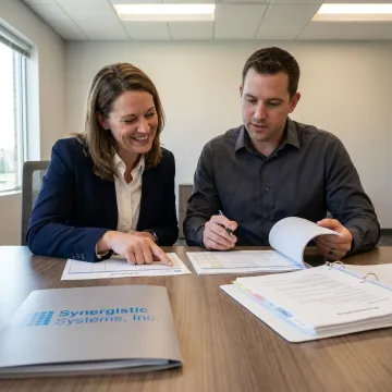 Consultants reviewing ISO 45001 safety process