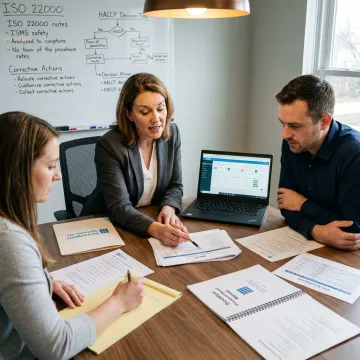 ISO consultant reviewing food safety certification process