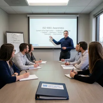ISO 9001 consultant presenting awareness training to a business team