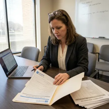 ISO consultant reviewing an internal audit checklist