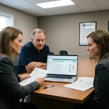 ISO consultant reviewing food safety management records