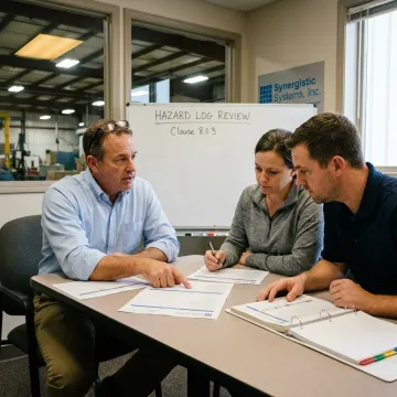 ISO 45001 consultant reviewing safety documentation