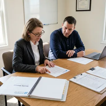 ISO consultant reviewing audit records