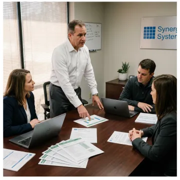 ISO consultant facilitating an environmental management review