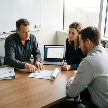 Consultant reviewing safety management process