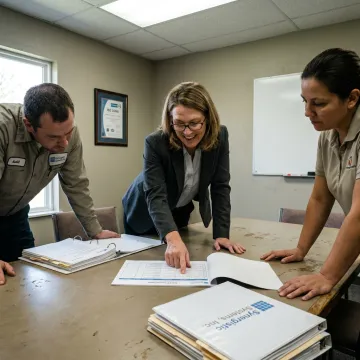 Food safety consultant reviewing ISO 22000 documents