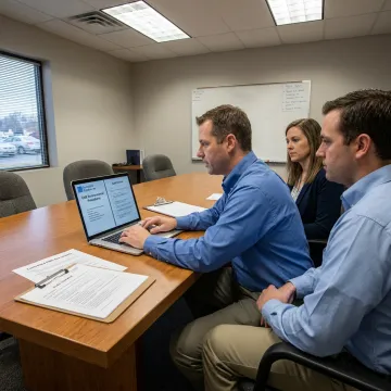 Consultant reviewing ISO 14001 documents