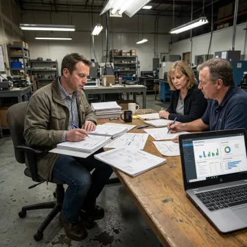 Consultant reviewing ISO 9001 supply chain documentation