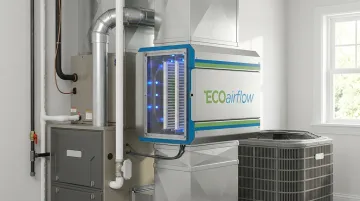 ECOairflow HVAC-integrated electronic air filtration system installed in residential ductwork