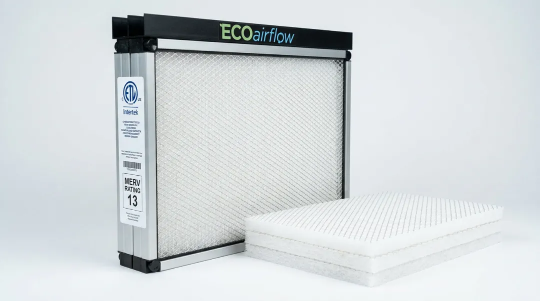 ECOairflow M-Series electronic polarization filter unit with ETL certification label