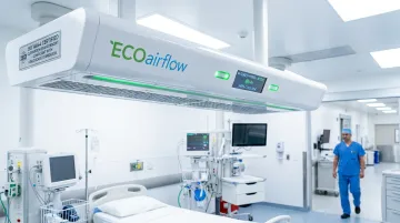 ECOairflow M-Series Hybrid air filtration unit installed in hospital clinical environment