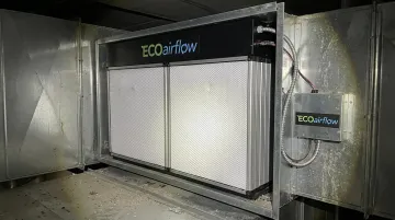 ECOairflow EPT filter unit showing electronic polarization technology and collector pad design