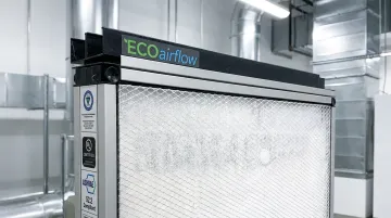 ECOairflow EPT electronic air cleaner unit with UL 2998 zero ozone certification label