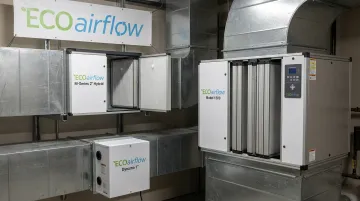 ECOairflow whole-home air purifier product lineup showing Model 1500 M-Series and Dynamo units