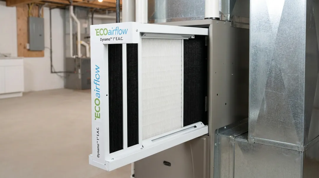 ECOairflow Electronic Polarization Technology HVAC filter installed in residential air system