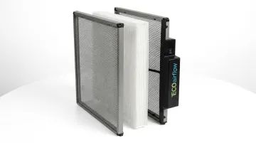 ECOairflow electronic polarized media air cleaner residential unit installed in HVAC ductwork