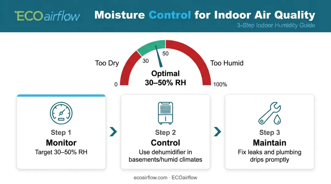 Indoor humidity control strategy steps dehumidifier hygrometer leak repair process