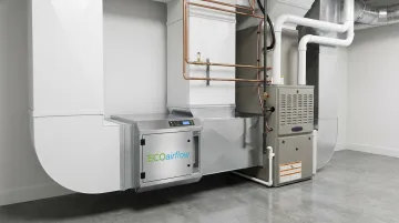 ECOairflow electronic air cleaner installed in residential HVAC system unit