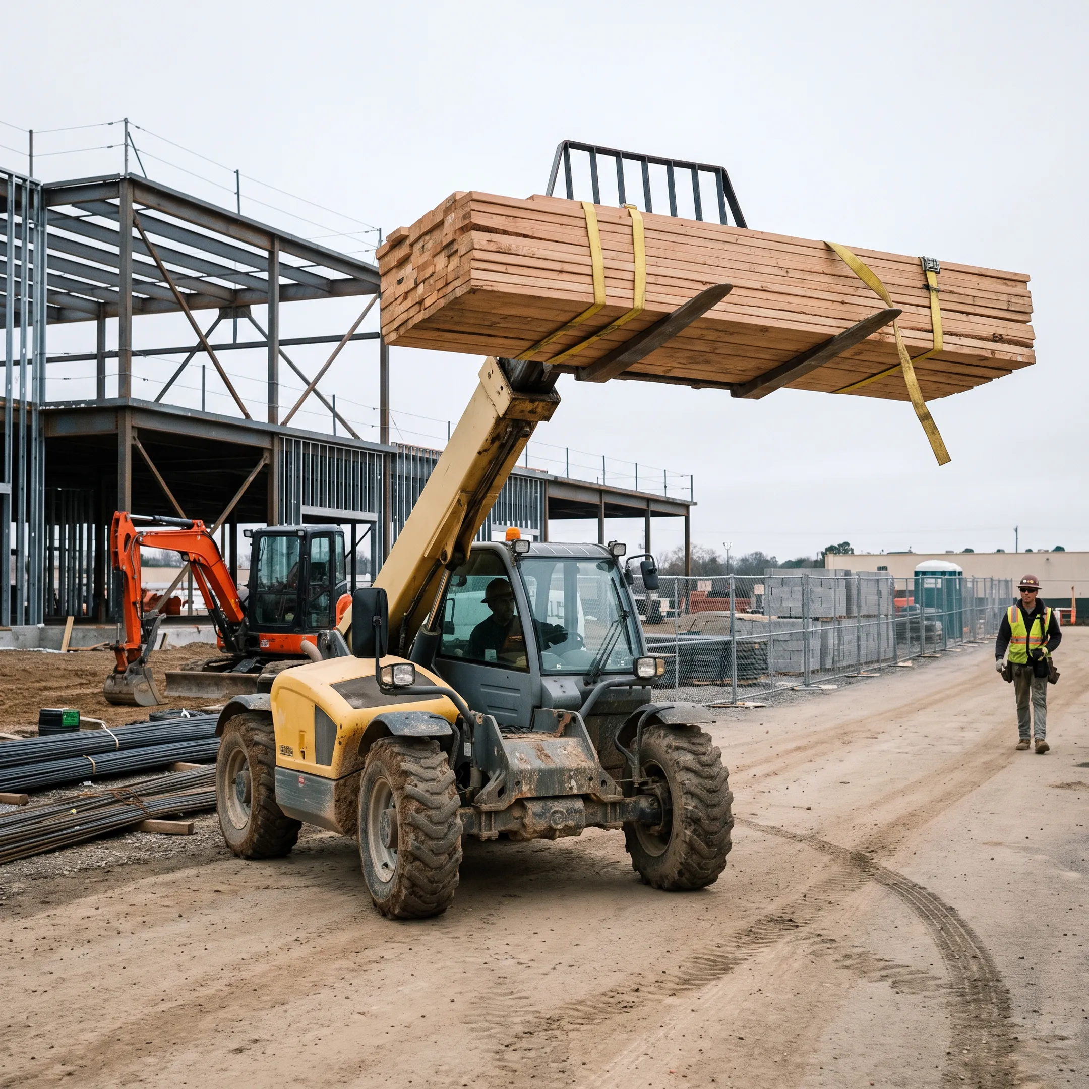 Telehandler at a construction site