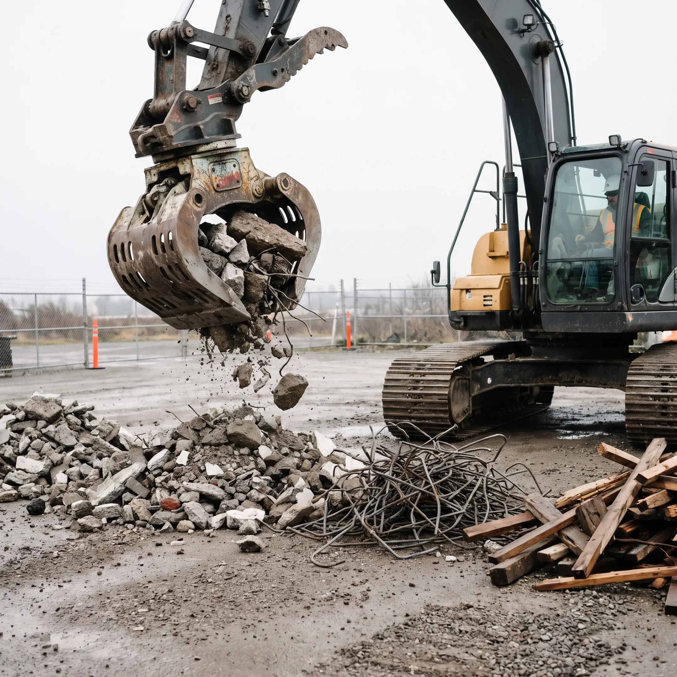 Material sorting with an excavator grapple