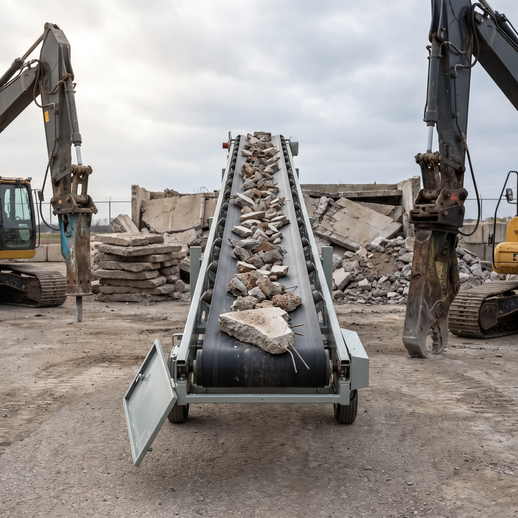 Conveyor belt used in demolition projects