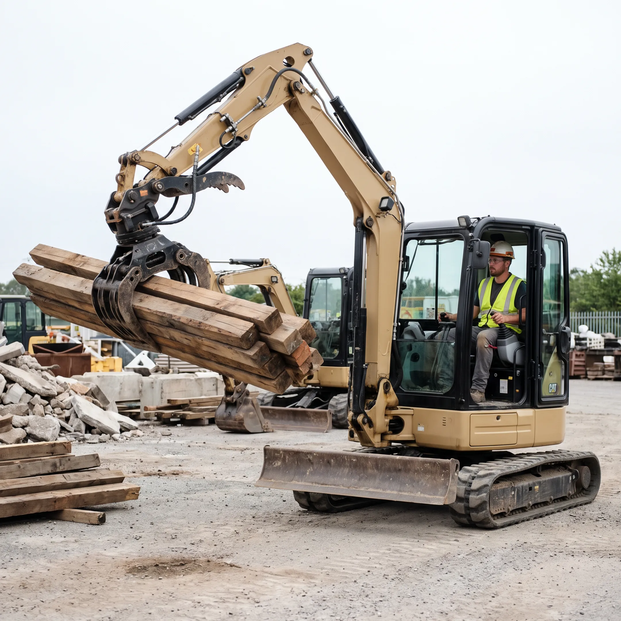 Material handling with a compact excavator