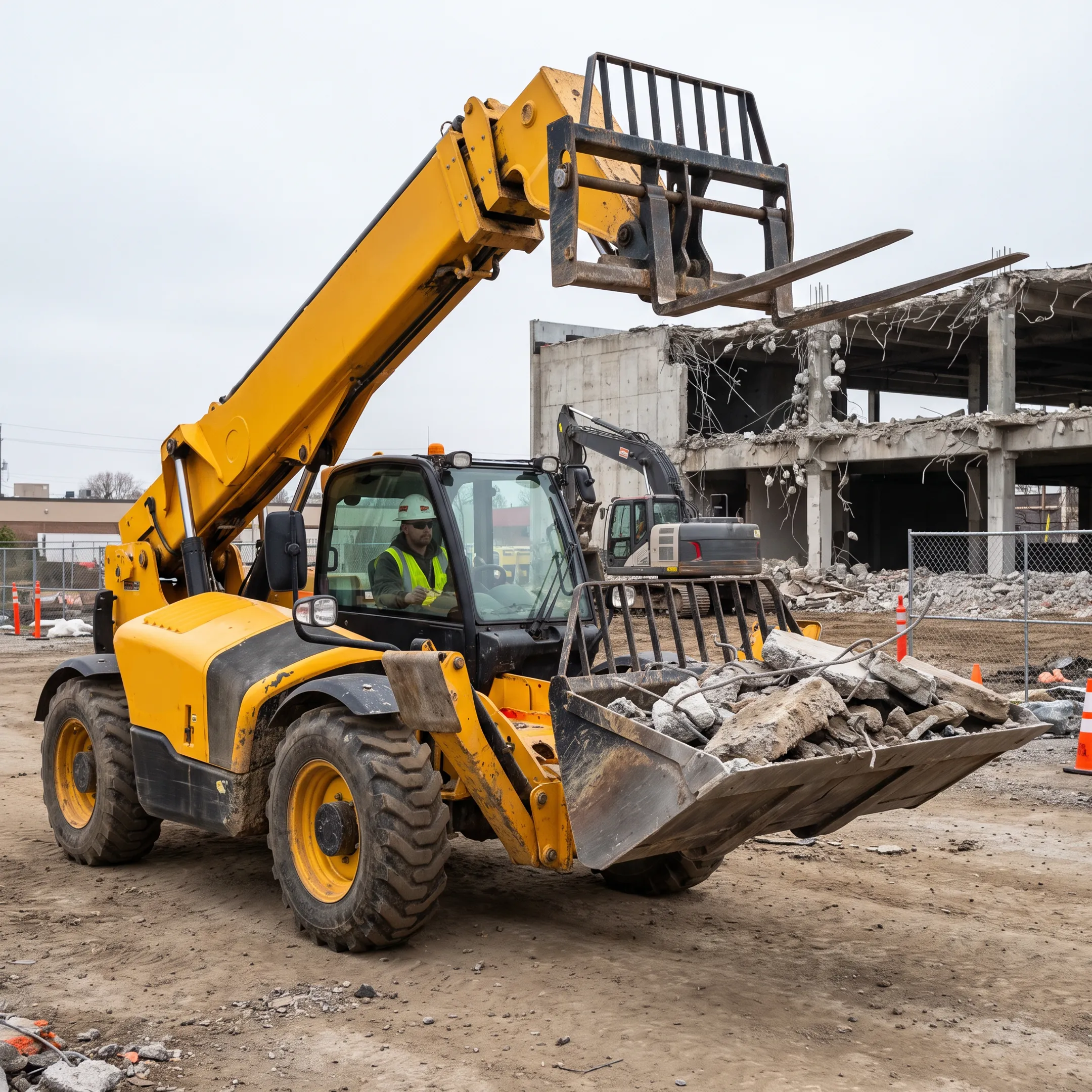 Telehandler on a demolition project