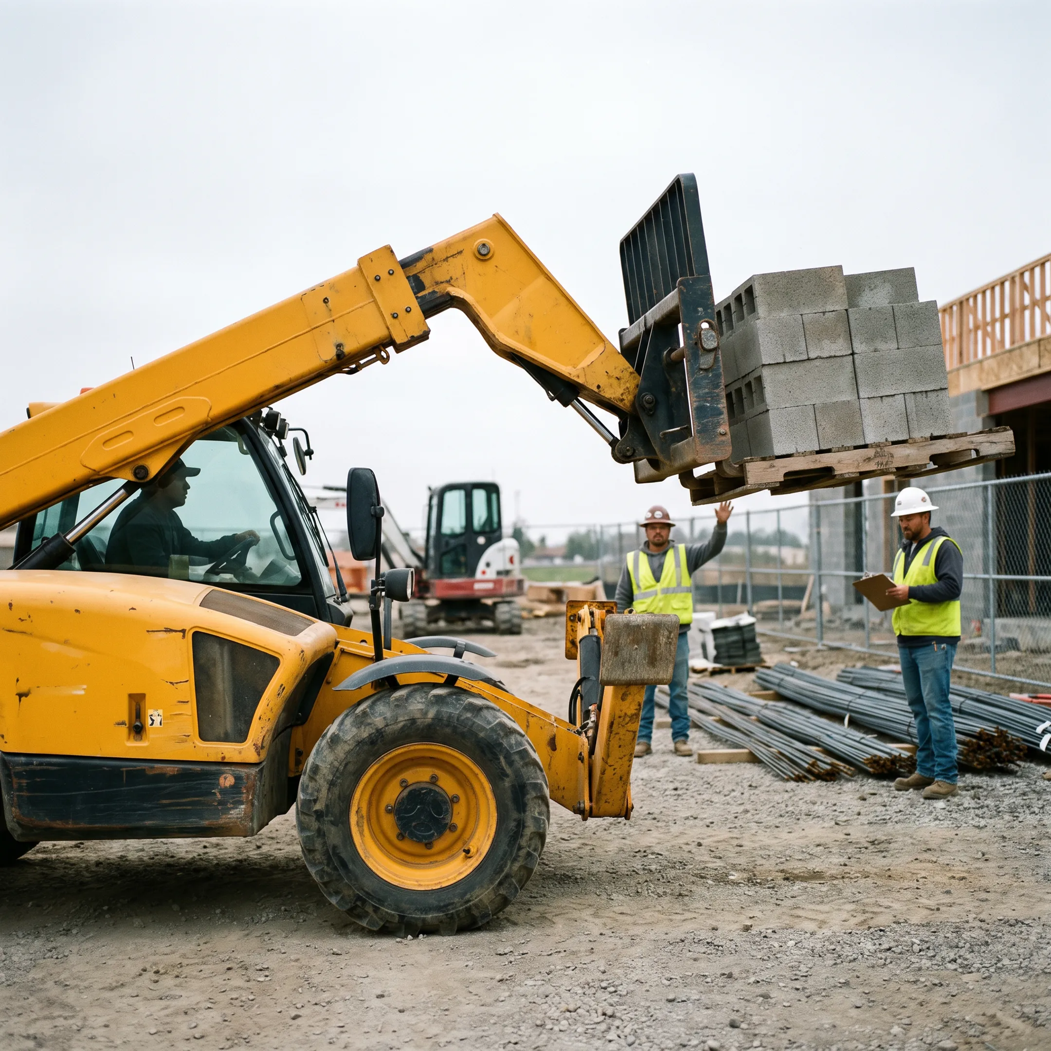 Telehandler on a construction site