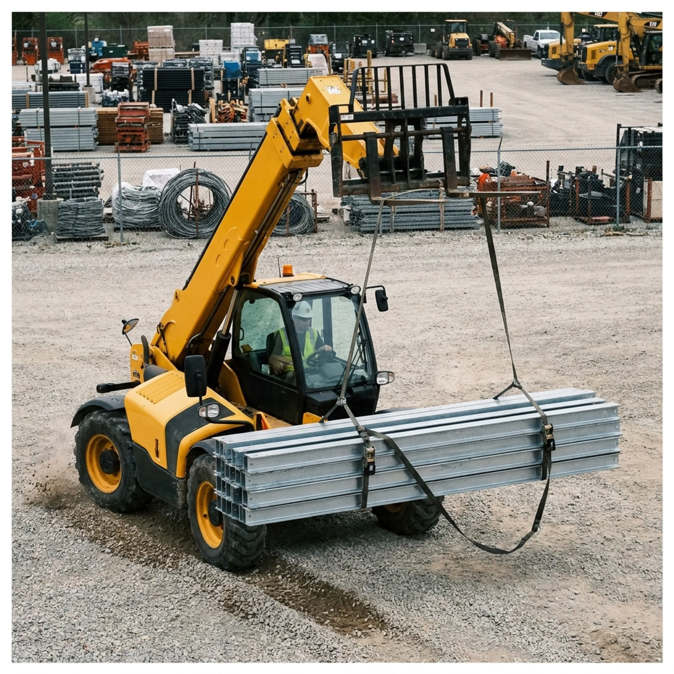 Telehandler handling materials