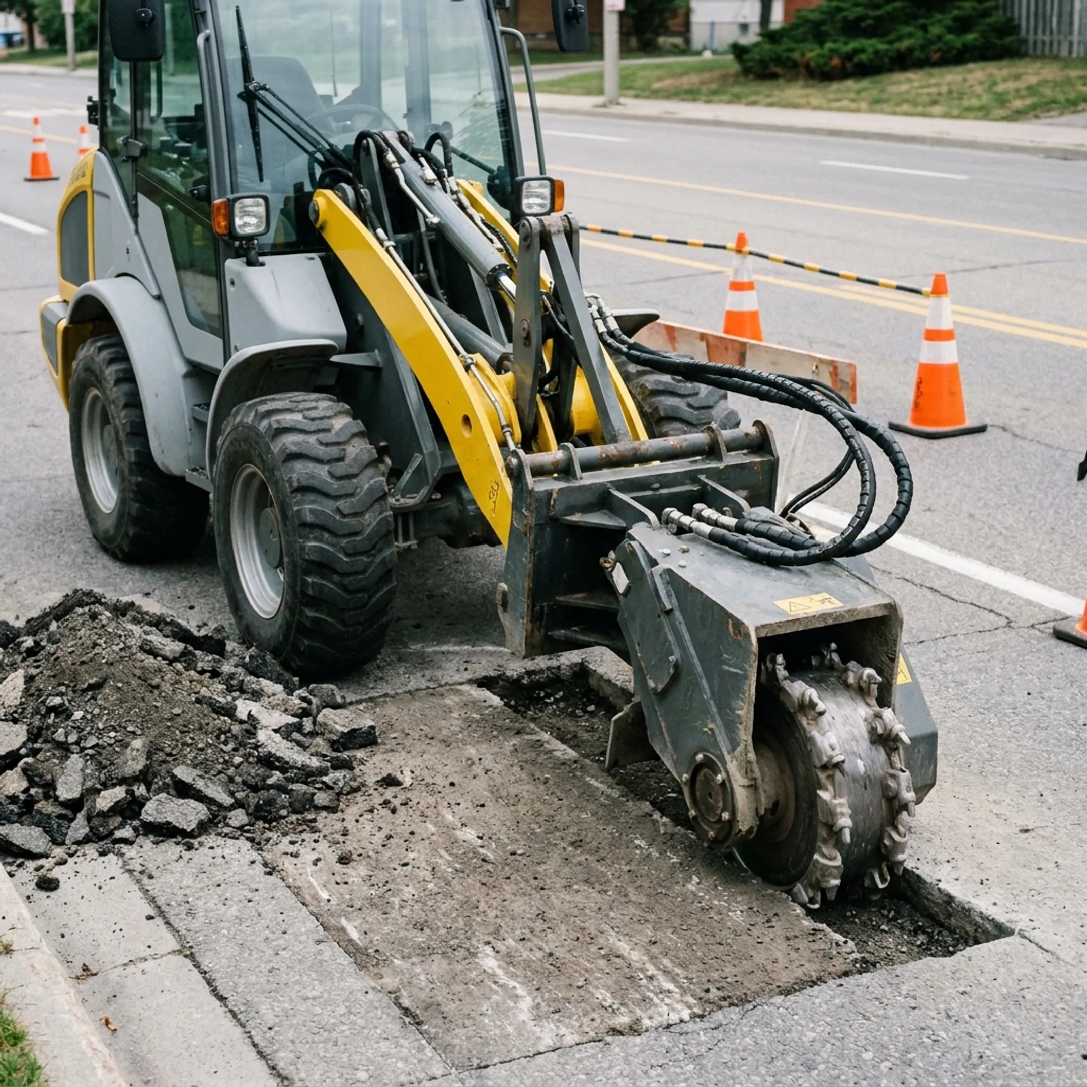 Pavement and road maintenance asphalt cutting