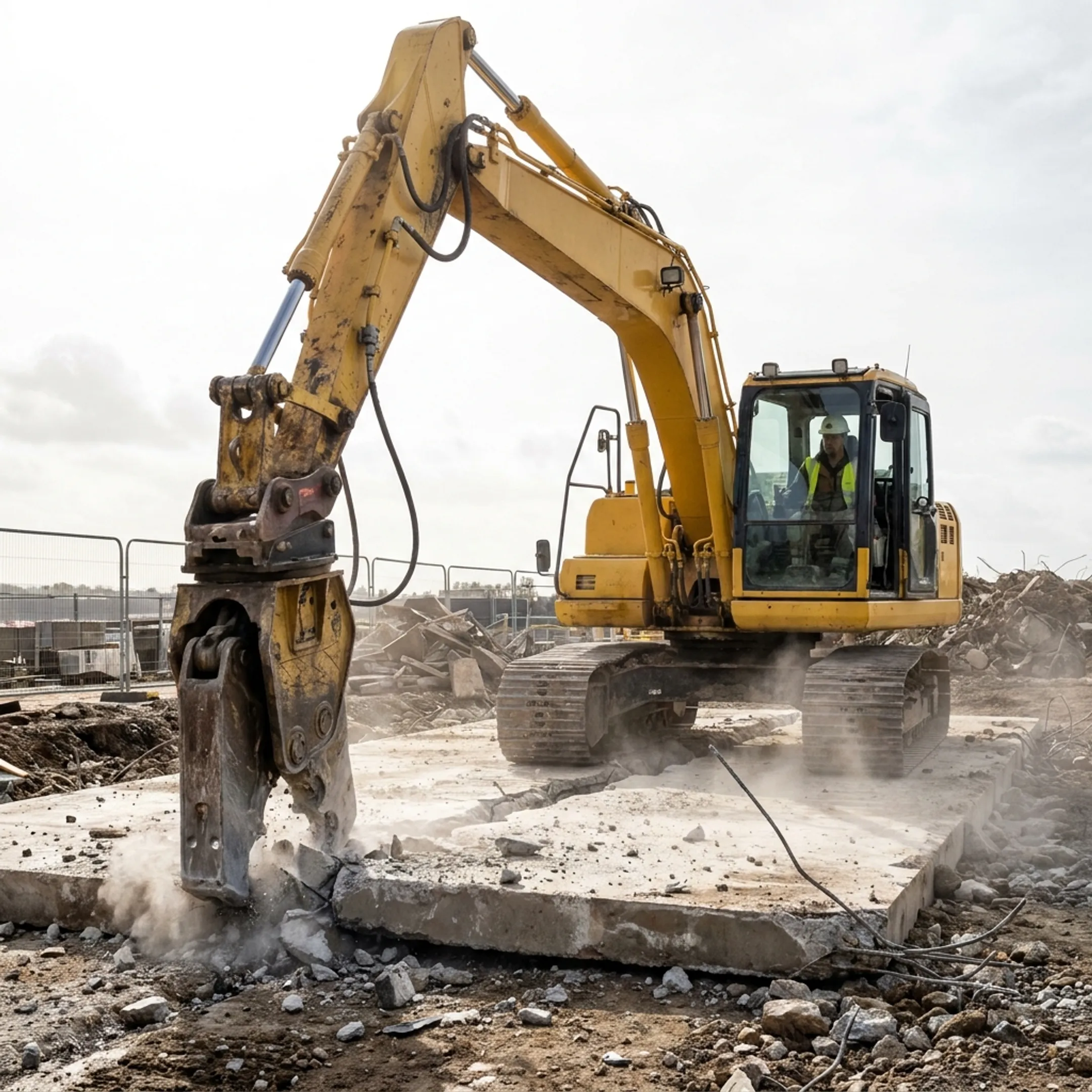 Excavator pulverizer used during site preparation