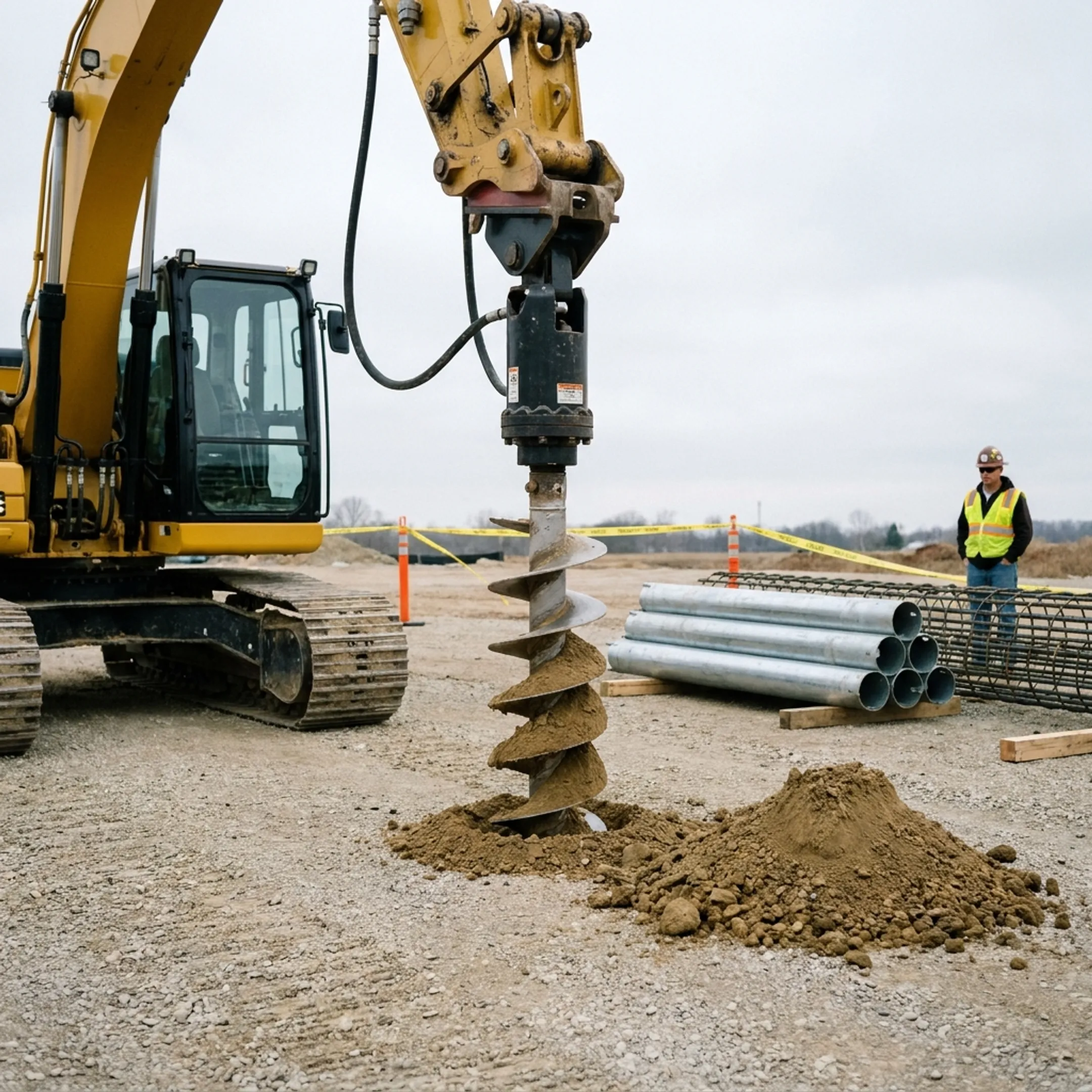 Pile installation contractors using an auger