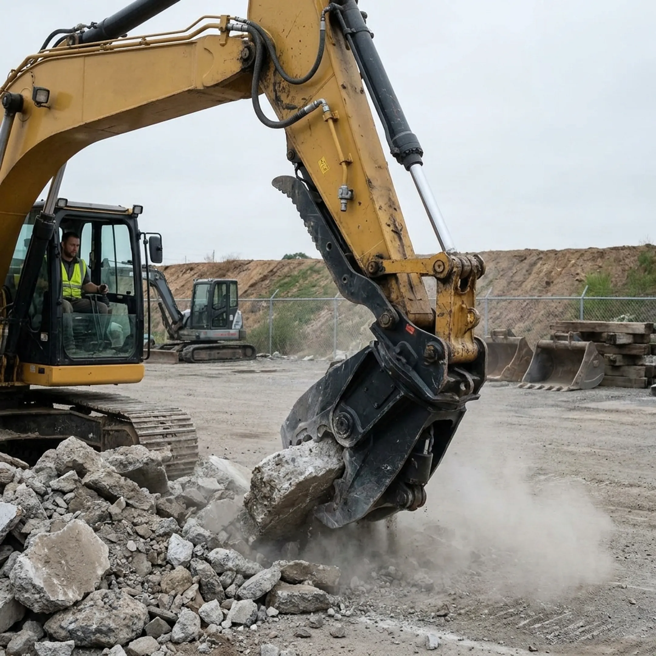 Aggregate recycling operations using crusher buckets