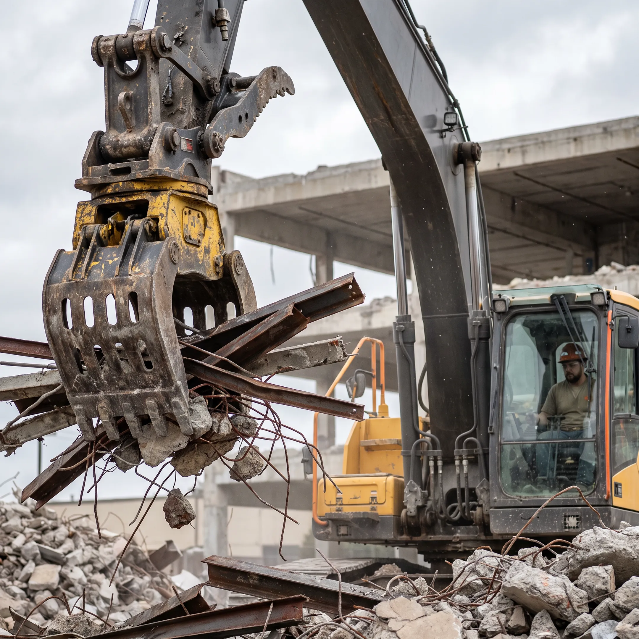 Grapple attachment used in demolition