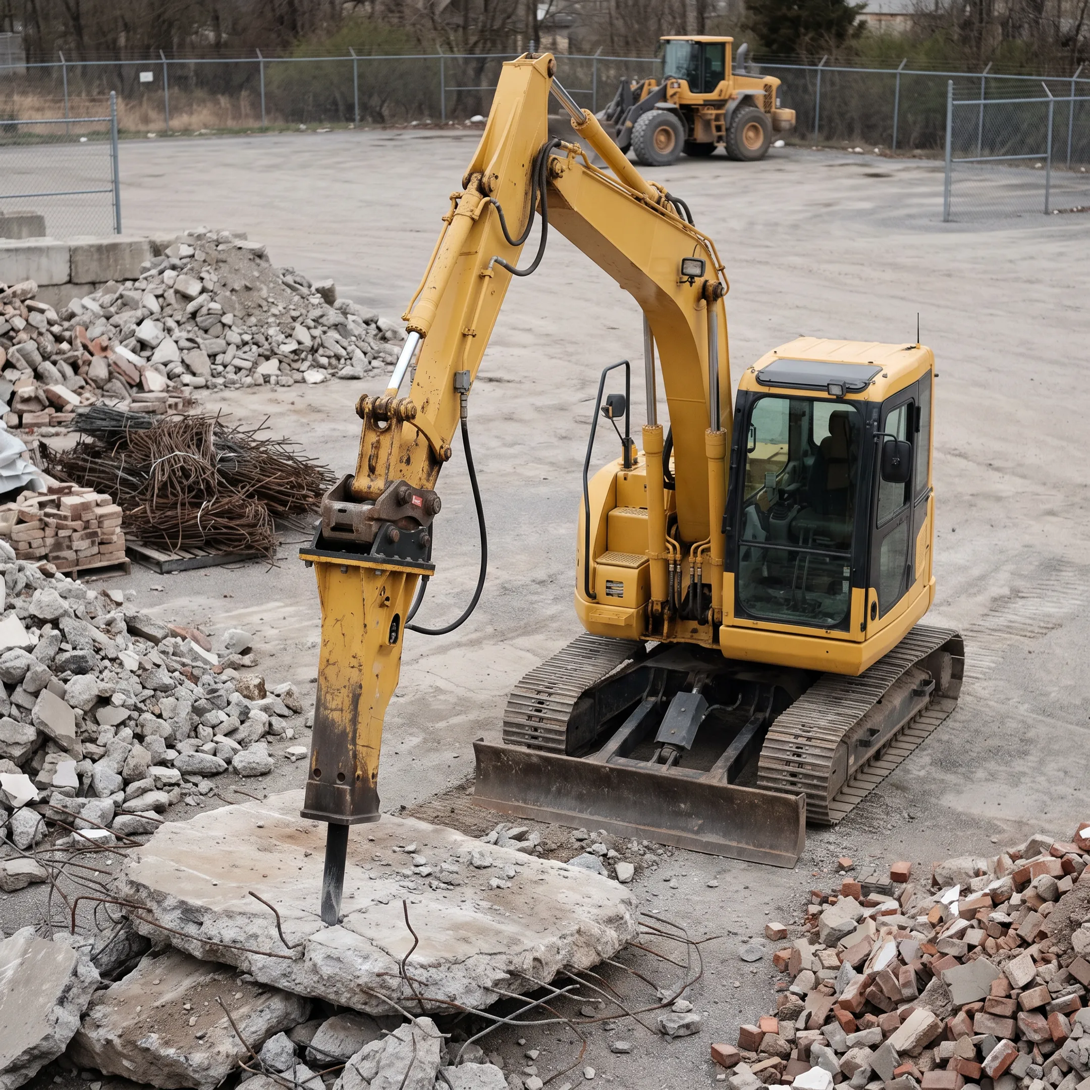 Aggregate recycling operation using excavator attachments