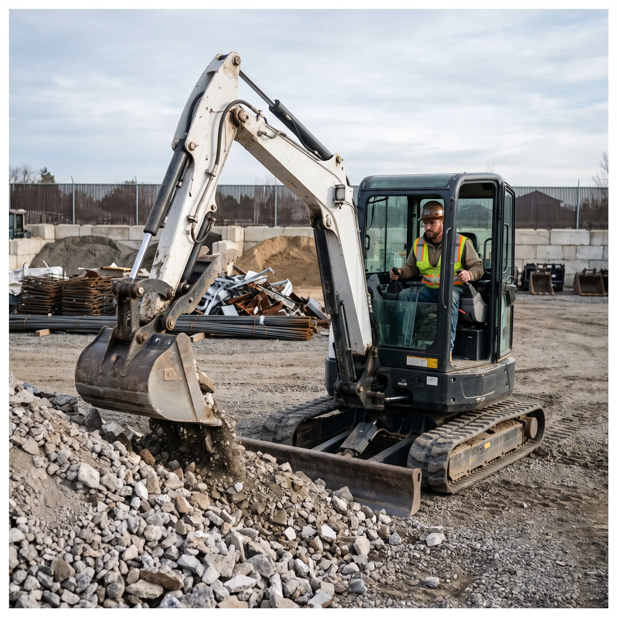 Excavator used for material handling