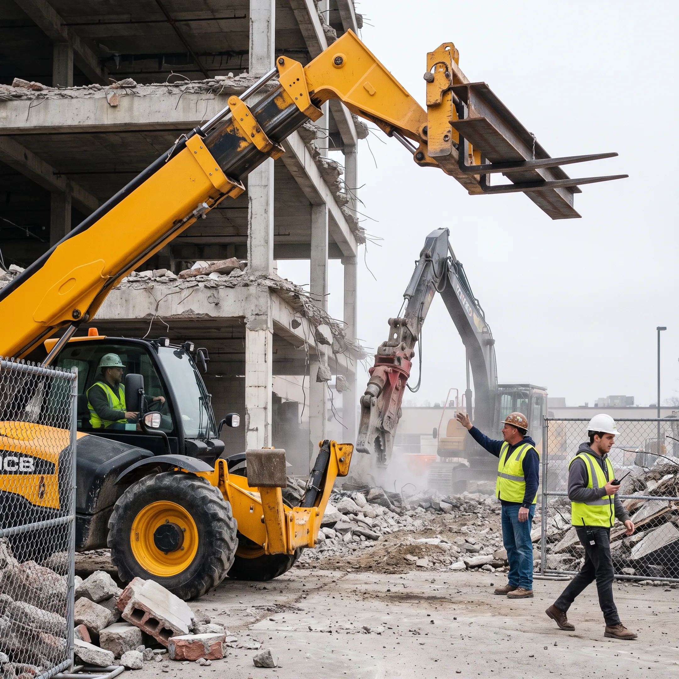 Telehandler on a demolition project