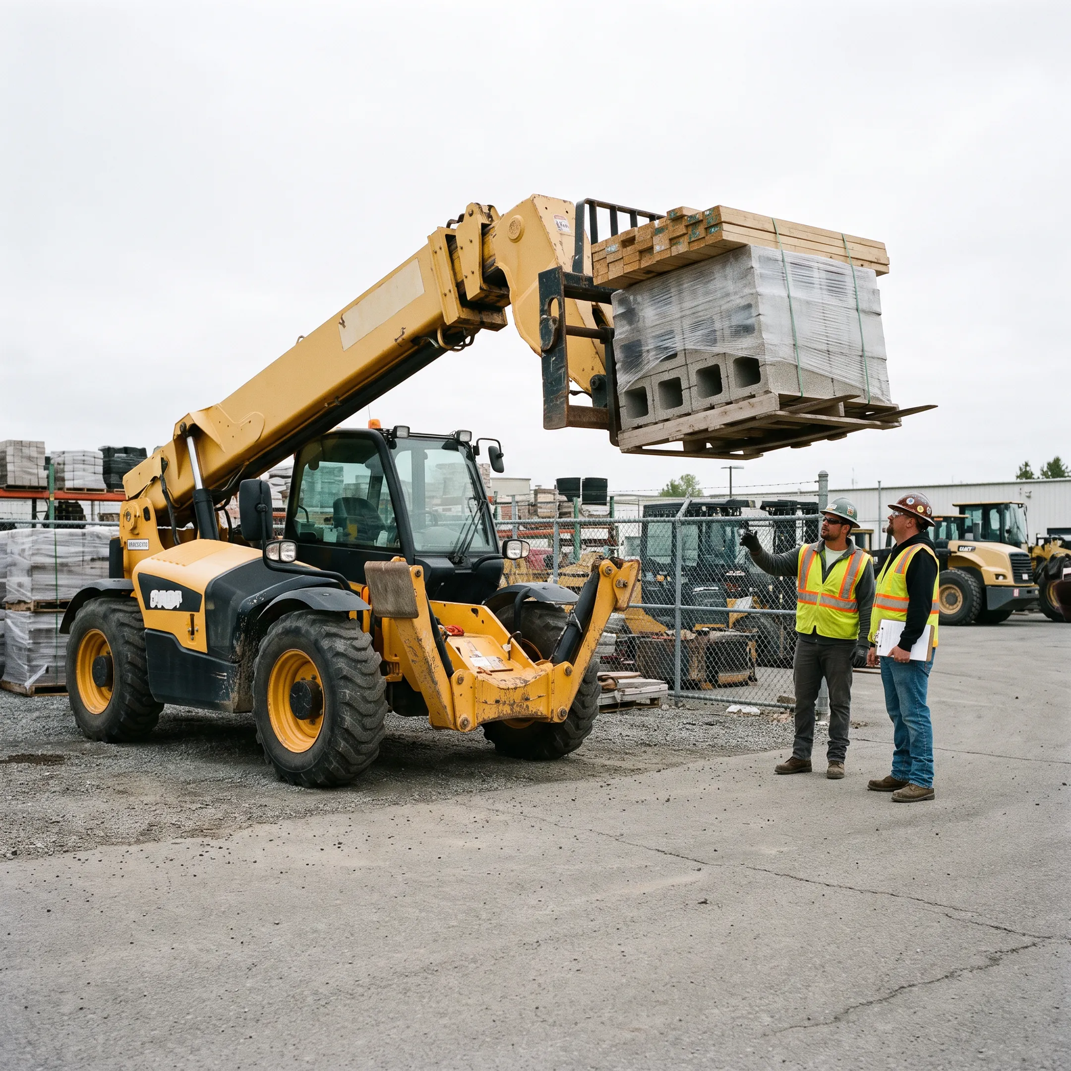 Telehandler handling materials