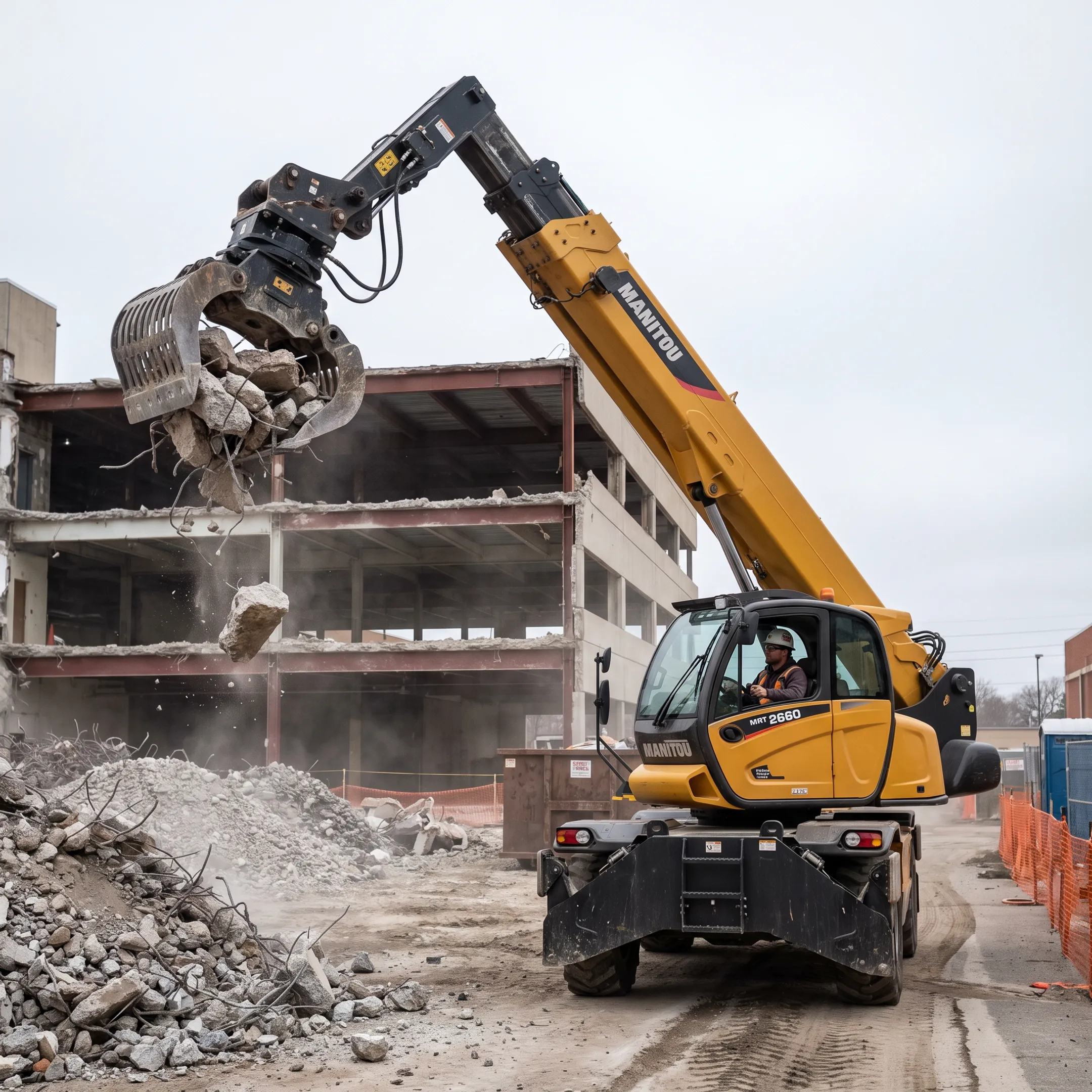 Telehandler supporting demolition contractors