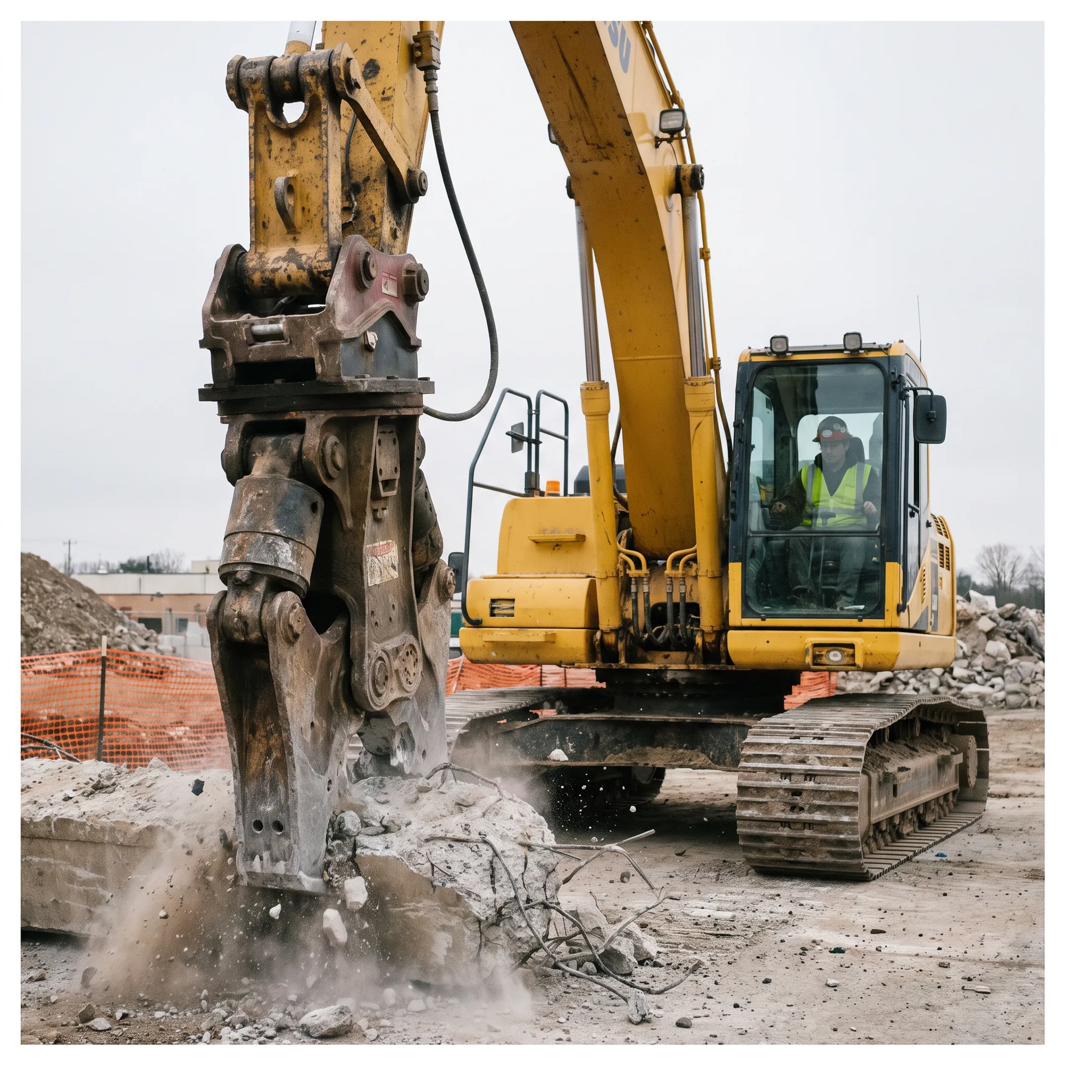Excavator-based material processing for site preparation