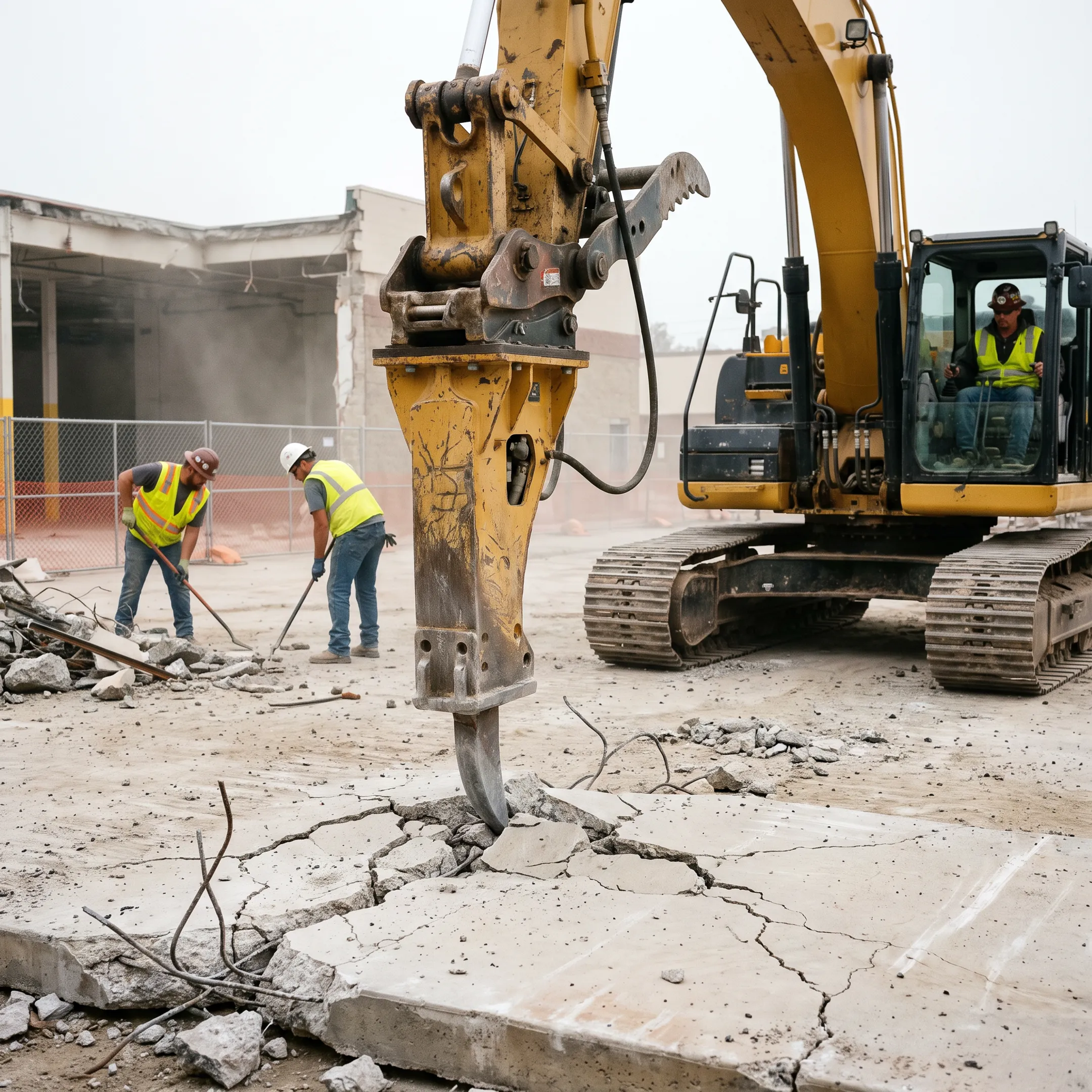 Demolition contractors using excavator rippers