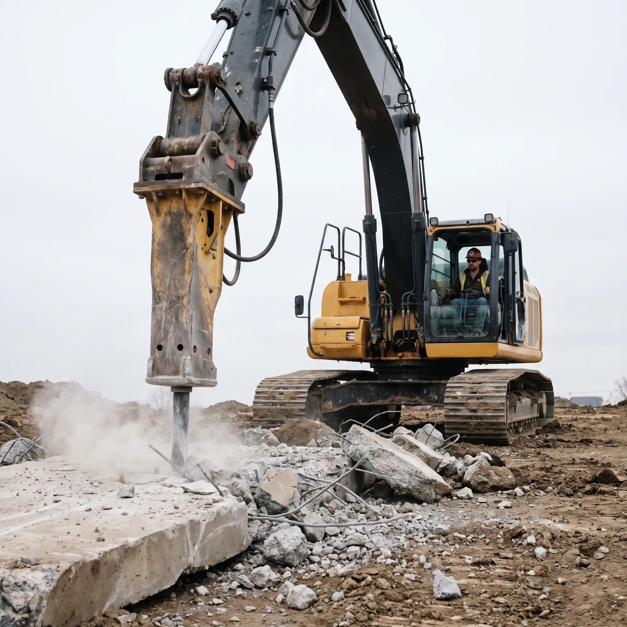 Excavation contractors using hydraulic breakers