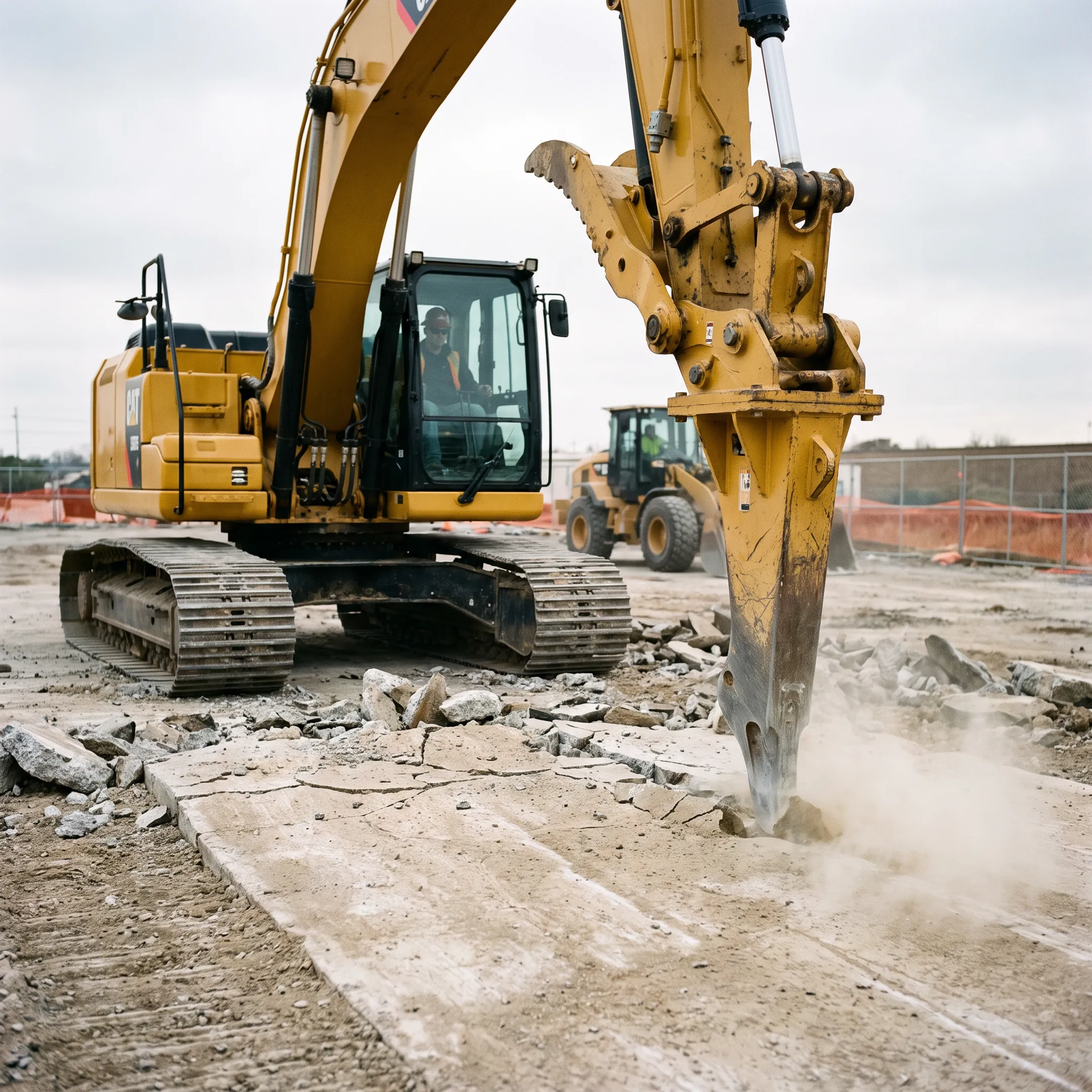 Demolition contractors using excavator rippers