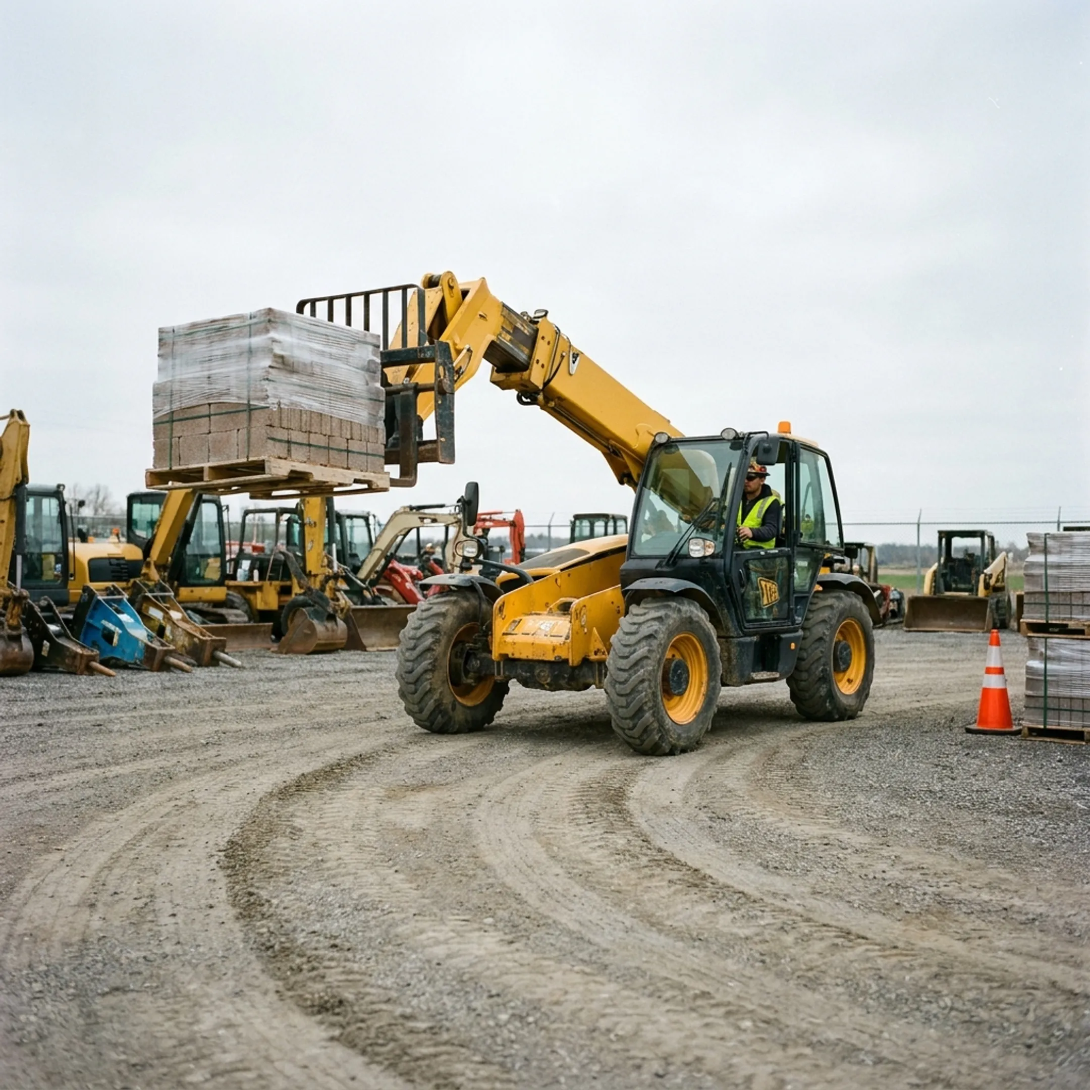 Telehandler handling materials