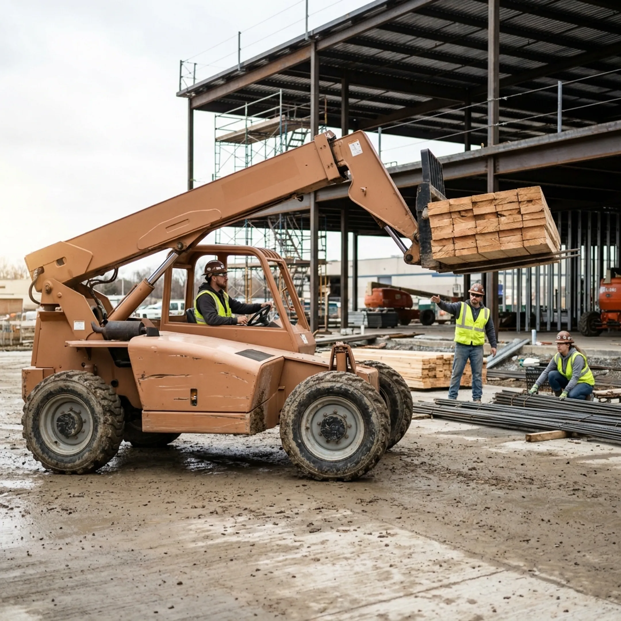 Telehandler on a construction site