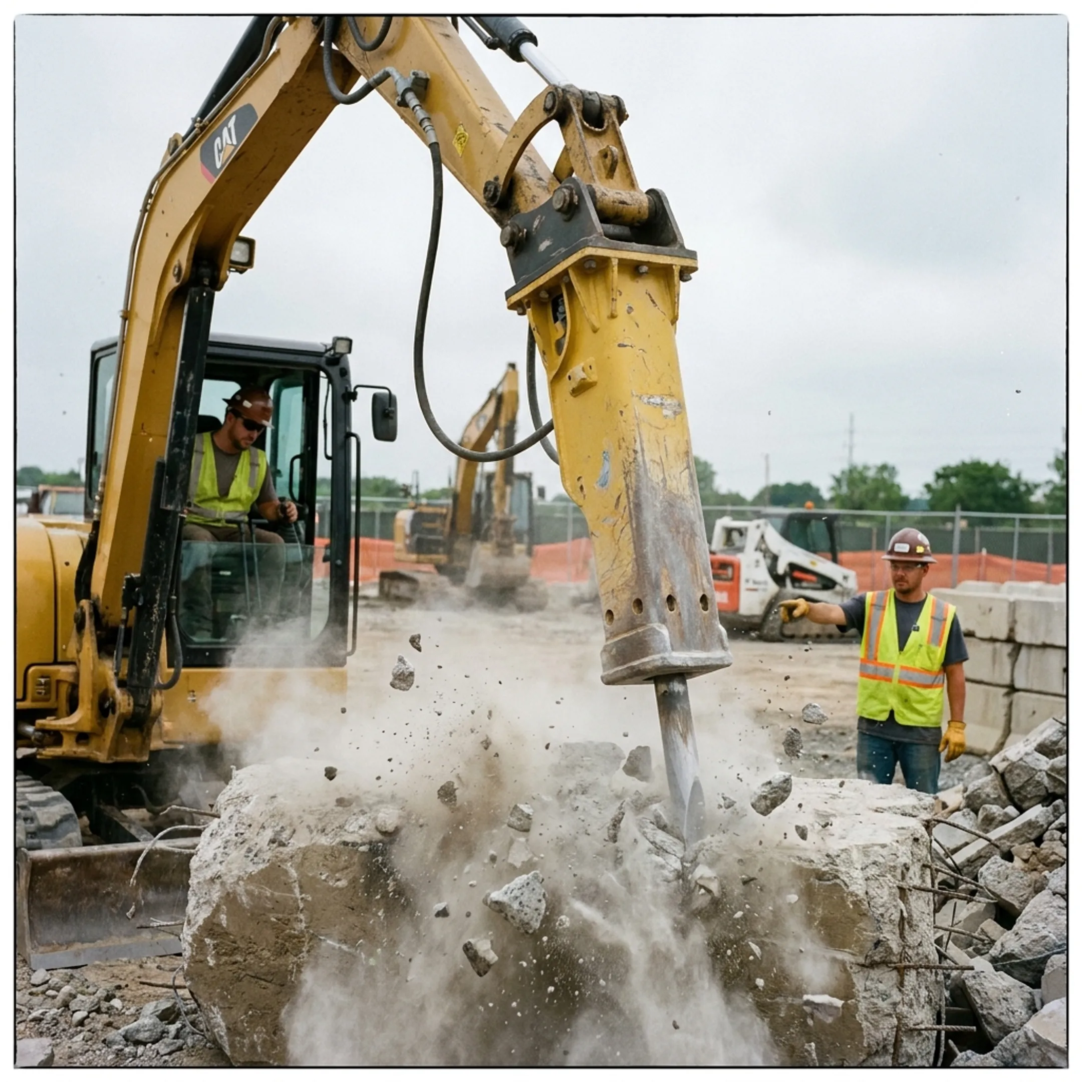 Hydraulic hammer for construction material removal