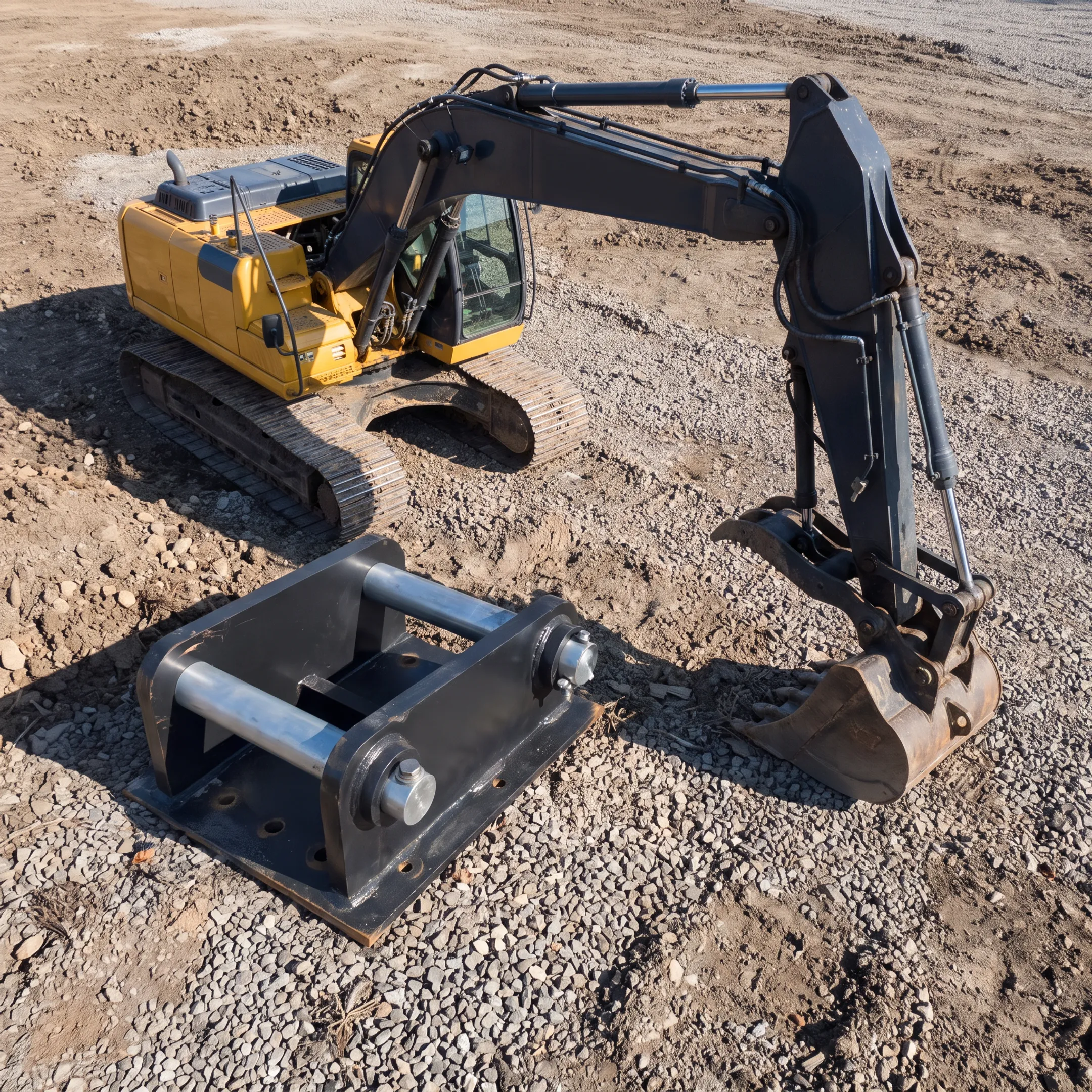 Job-ready excavator attachment prepared for rental delivery