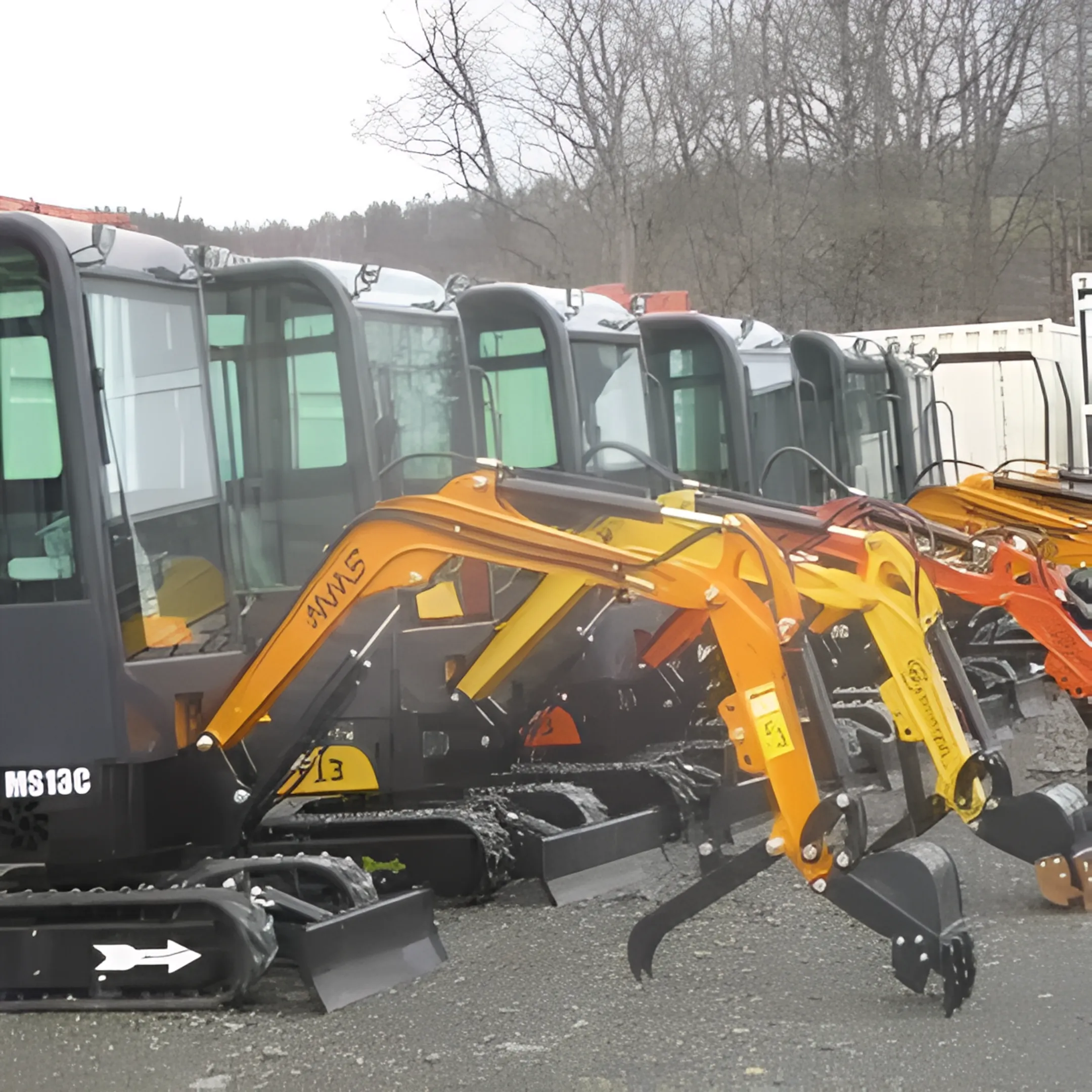 Construction contractors using a mini excavator