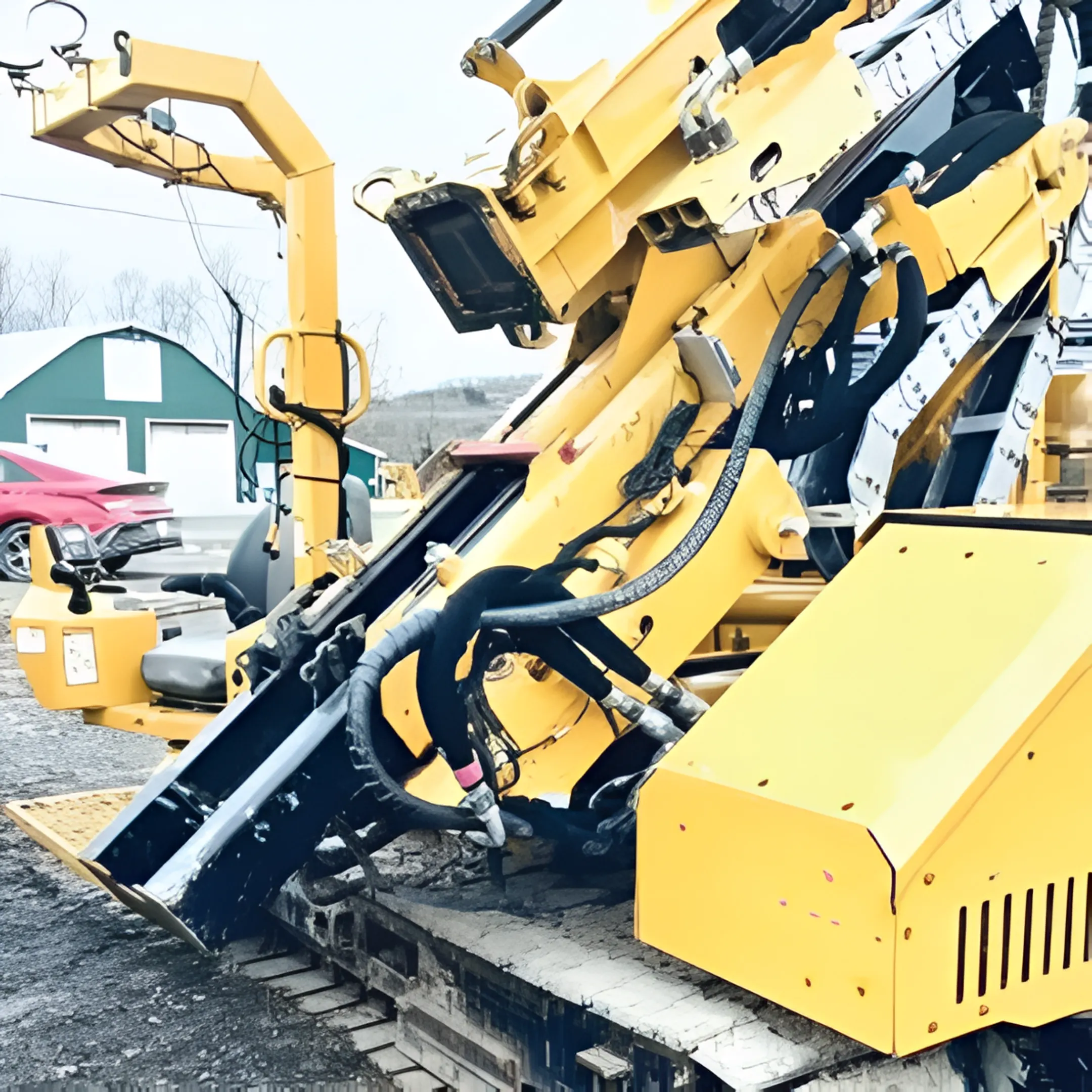 Solar farm construction with a pile driver