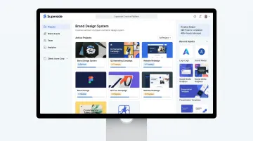 Superside design platform showing brand system unification and creative output dashboard
